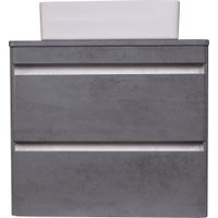  Symbolite Тумба под умывальник Атлантика 70 Люкс Plus 2 ящика со столешницей (подвесная, бетон темный)