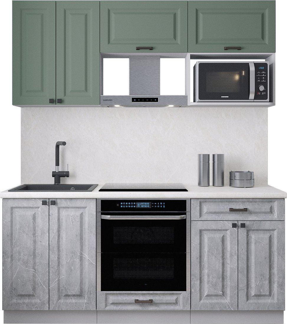 

Готовая кухня Интерлиния Мила Деко 1.8 (керамика/мята/опал светлый)