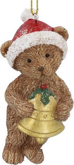 

Елочная игрушка Gisela Graham Nostalgia Плюшевый мишка в шляпе Санты с колокольчиком 10122_1