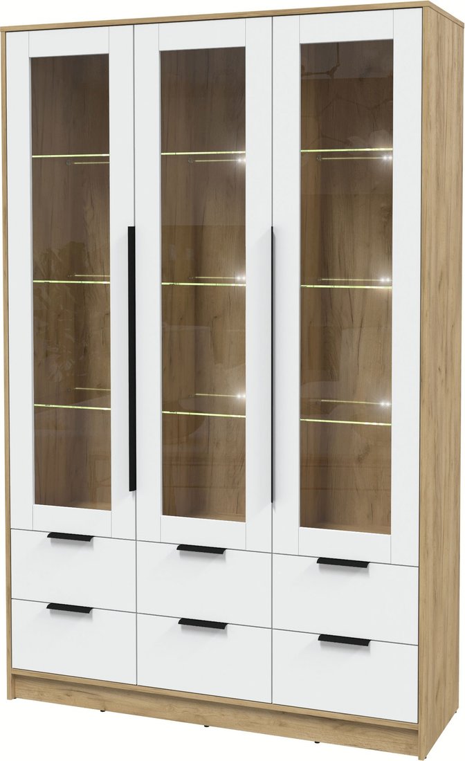 

Шкаф-витрина Интерлиния Концепт КТ-ШВ3 с подсветкой (белый платинум/дуб золотой)