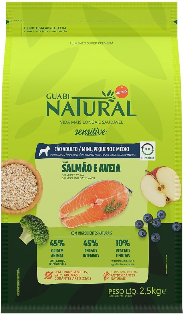 

Сухой корм для собак Guabi Natural для мелких и средних пород с чувст. пищеварением лосось и овес (2.5 кг)