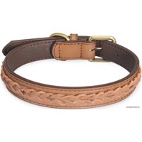 Ошейник Camon DA098/B (кожаный коричневый с косичкой) в Бресте
