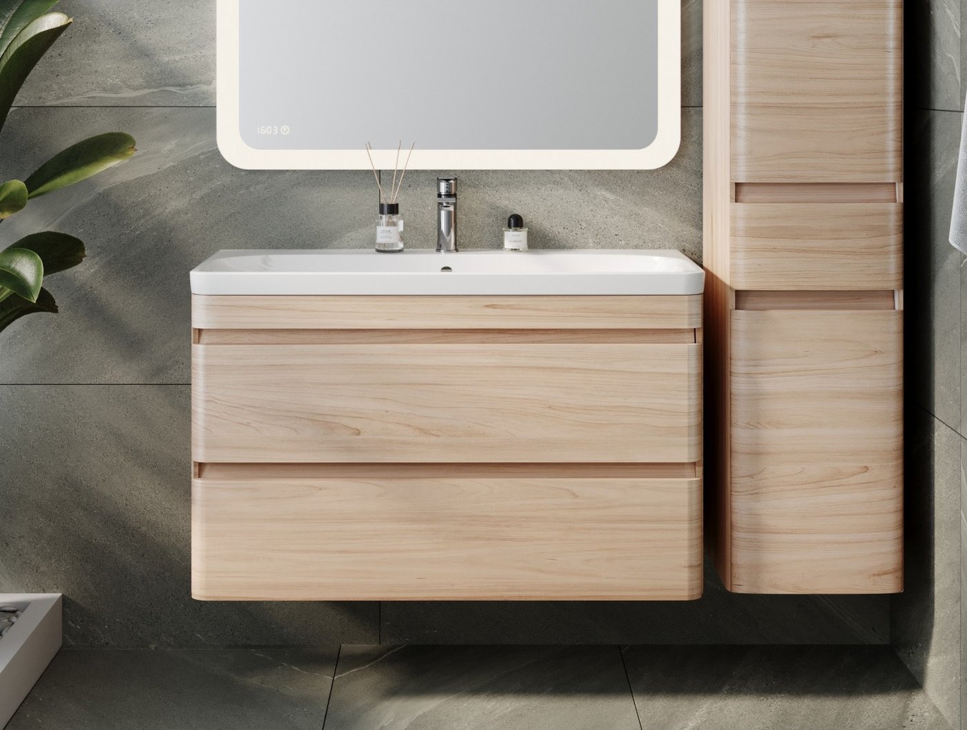 

Symbolite Тумба под умывальник Атлантика 100 Люкс Plus (подвесная, ясень перламутр)