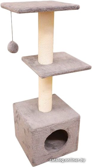 Комплекс Cat House с двумя полками 1.0 (хлопок бежевый)