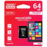 Карта памяти GOODRAM microSDXC (Class 10) UHS-I 64GB + адаптер [M1AA-0640R11]