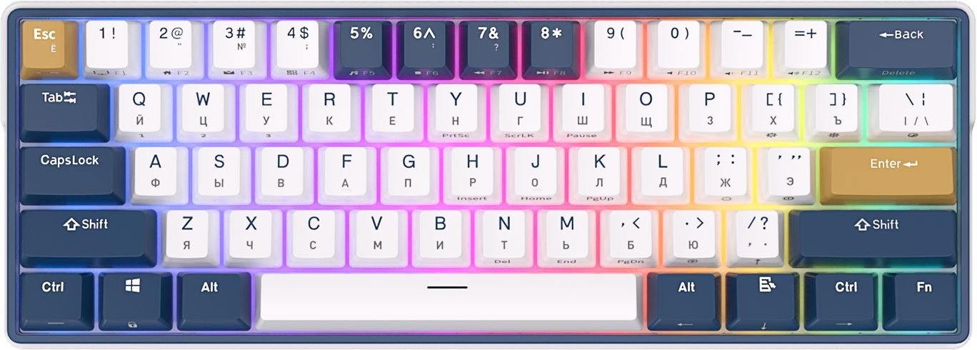 

Клавиатура Royal Kludge RK61 Plus RGB (белый, RK Cyan)