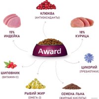 Сухой корм для кошек Award Adult Sterilized (для стерилизованных с индейкой и курицей с добавлением клюквы и цикория) 10 кг