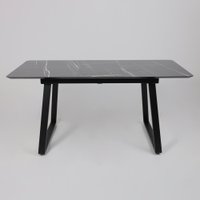 Кухонный стол Lepremo AV 1208 HPL+МДФ раздвижной 1200-1600x800 (черный тунис/черный)