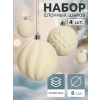 Елочная игрушка Зимнее волшебство Бархатный зной 10514184 (4шт, белый)