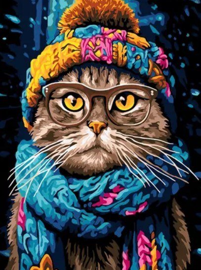 Картина по номерам PaintLine Котик в шапке PL-00312