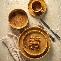 Чашка с блюдцем AksHome Stria 200мл (фарфор/пшеничный)