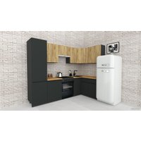 Готовая кухня ВерсоМебель Эко-8 1.4x2.7 правая (дуб крафт золотой/антрацит/ст.золотистый дуб)