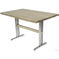 Кухонный стол Buro7 Двутавр 110 (с обзолом, дуб беленый/серебро)