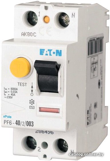 Устройство защитного отключения Eaton PF6 2P 40A 30мА 2М 286496