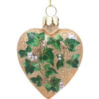 Елочная игрушка Gisela Graham All Glass Сердце с листьями плюща 00675
