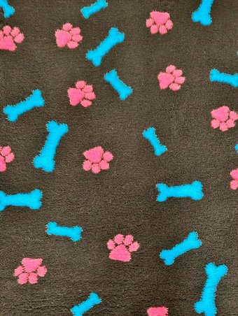 Коврик (подстилка) Profleece Лапки косточки PF024 (черный/бирюзовый/вишневый)