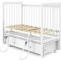 Классическая детская кроватка Indigo Vista продольный маятник, ящик (белая аляска)