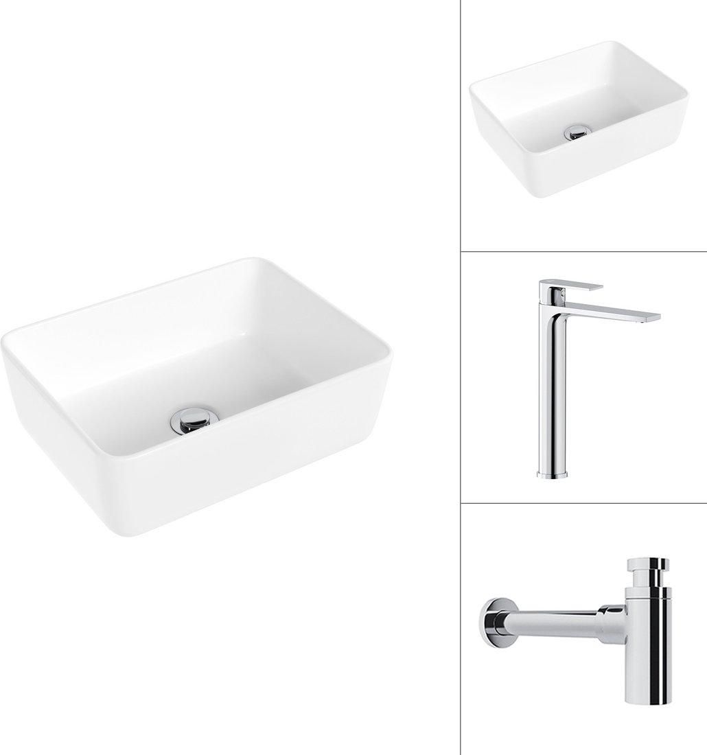 Умывальник Lauter 21674B + Reef 21CK8678C с сифоном 21635CH (хром)