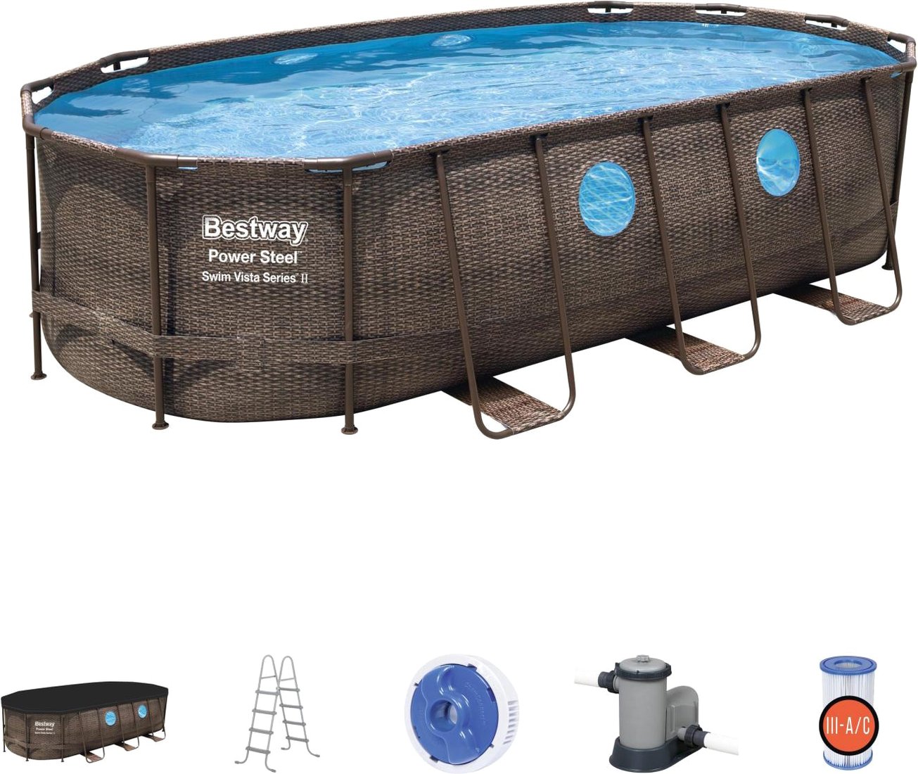 

Каркасный бассейн Bestway Power Steel Ротанг 56716 (549x274x122)