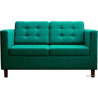 Диван Brioli Дилли клетка Д двухместный (рогожка, J16 азур/темные ножки)