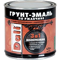 Эмаль Dali Молотковая по ржавчине 3 в 1 0.75 л (серый)