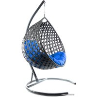 Подвесное кресло M-Group Капля Люкс 11030310 (серый ротанг/синяя подушка)