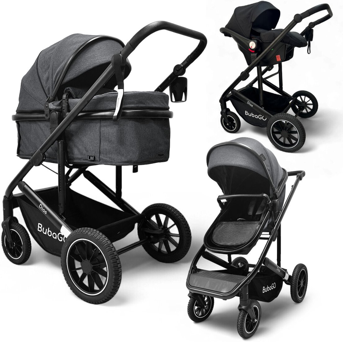 

Универсальная коляска Bubago Dias (3 в 1, серый)