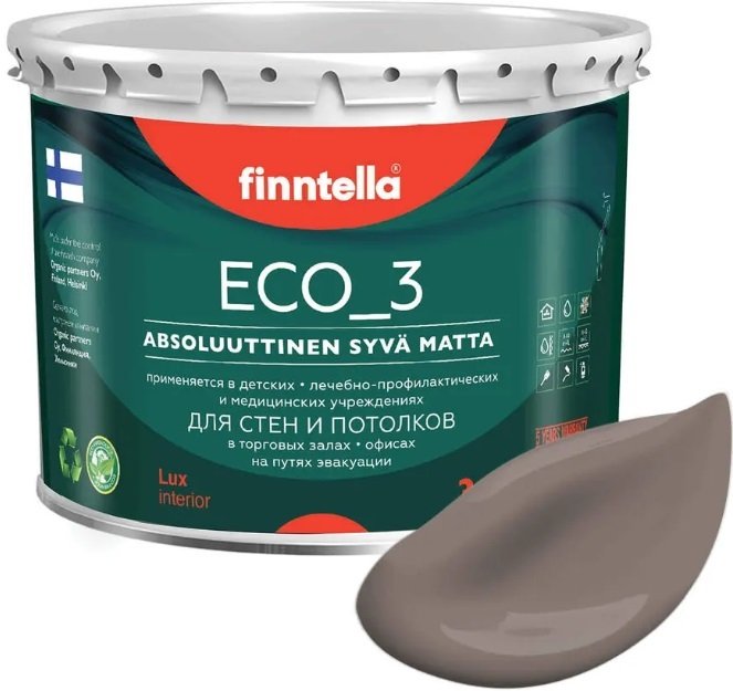 

Краска Finntella Eco 3 Wash and Clean Maitosuklaa F-08-1-3-LG246 2.7 л (коричнев)