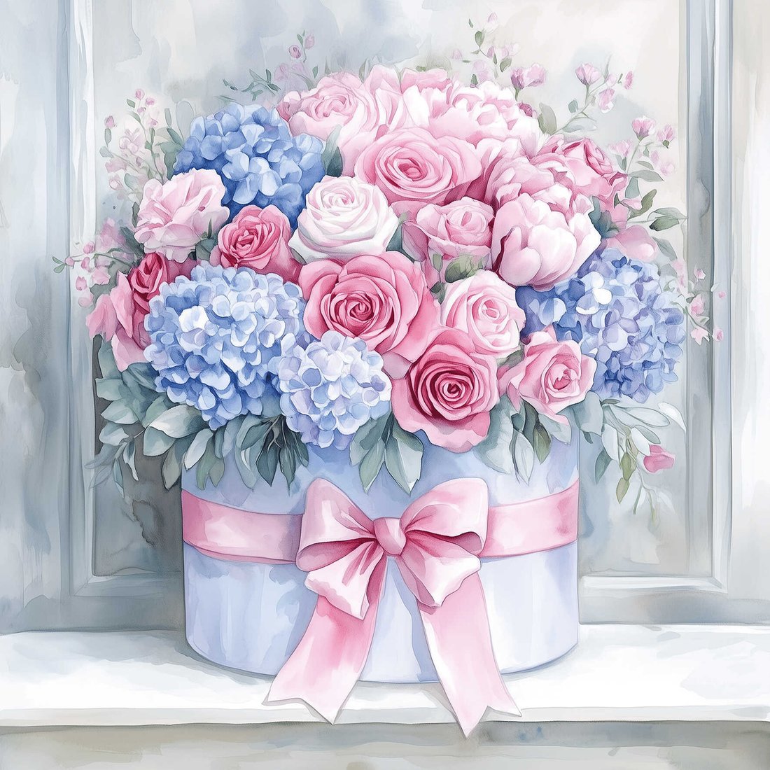 

Алмазная мозаика Феникс+ Букет с розовым бантом 71385