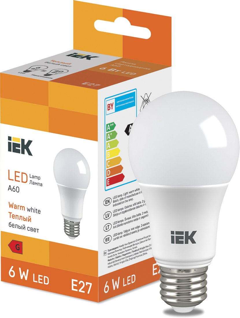 

Светодиодная лампочка IEK LED Bulb A60 510lm 3000K E27