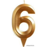 Свеча для торта Мультидом Грань Цифра 6 МС5-16 (золото)