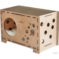 Домик Чешир Сундук с верхней и боковой когтеточкой (бежевый)