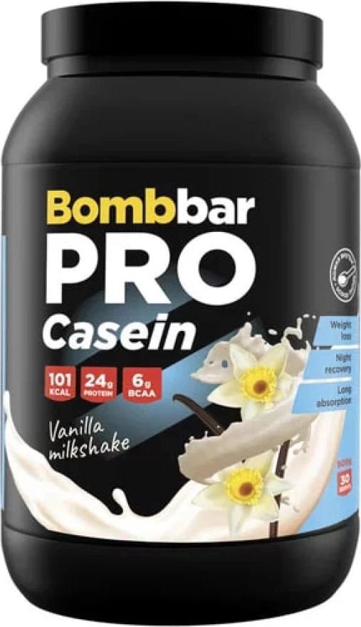 Казеин Bombbar Pro Casein (900 г, ванильный милкшейк)