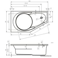 Ванна Riho Yukon 160x90 BA34 (правая, с ножками)