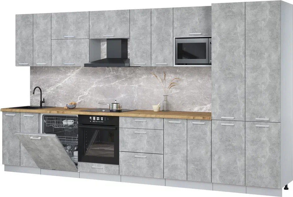 

Готовая кухня Интерлиния Мила Лайт 3.8-ПМ2 (бетон/бетон/дуб бунратти)