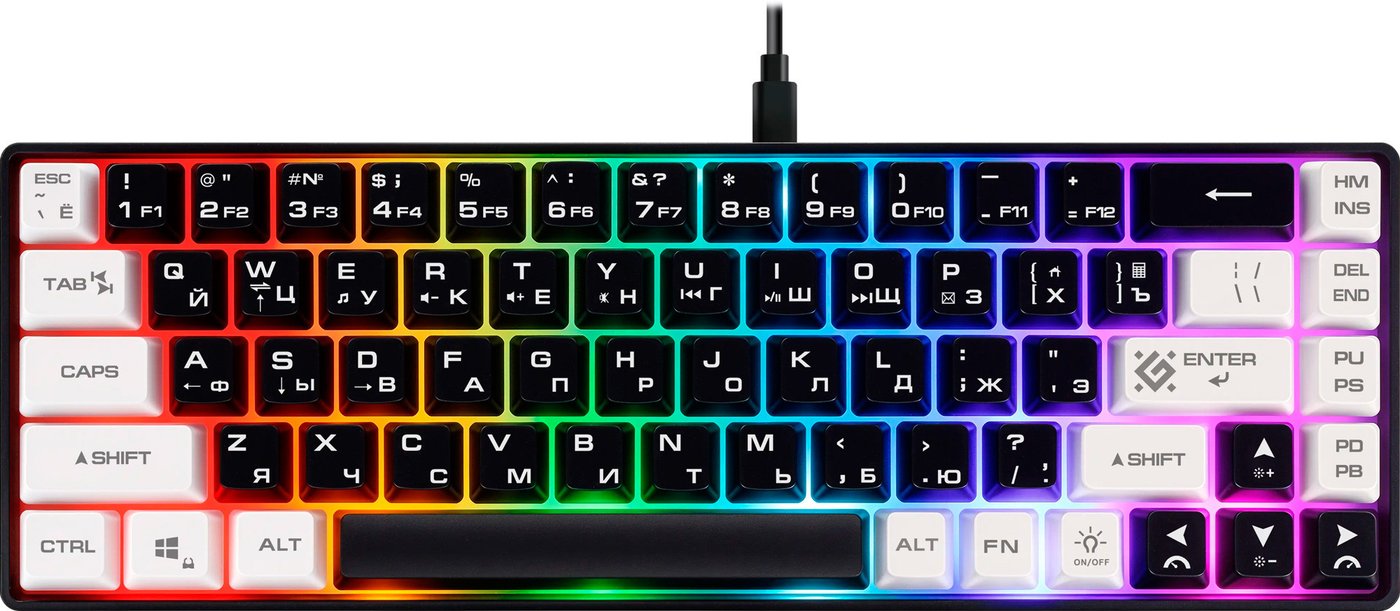 Клавиатура Defender Aris GK-349 (черный/белый)