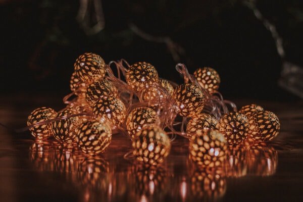 

Новогодняя гирлянда Огоньки Золотые шарики 127 20Led 3 м (желтый)