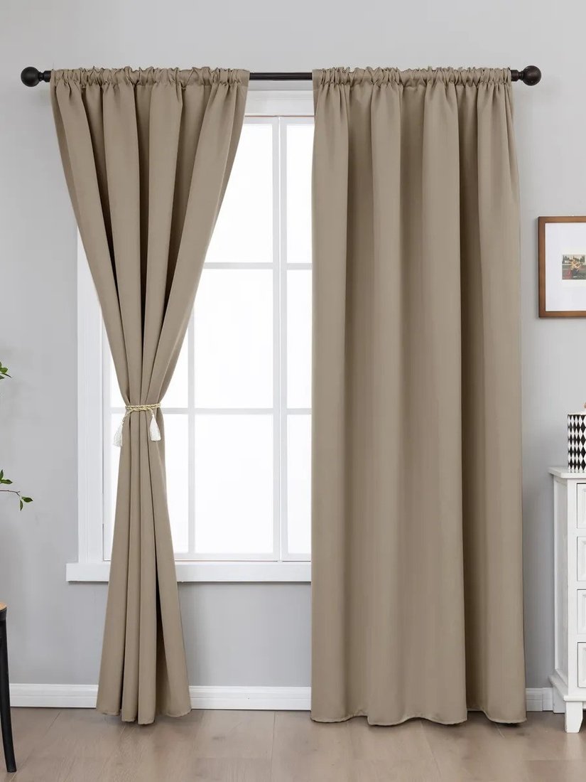 

Комплект штор Mio Tesoro Блэкаут 200x260 + Гардина 500x260 (песочный, белый)