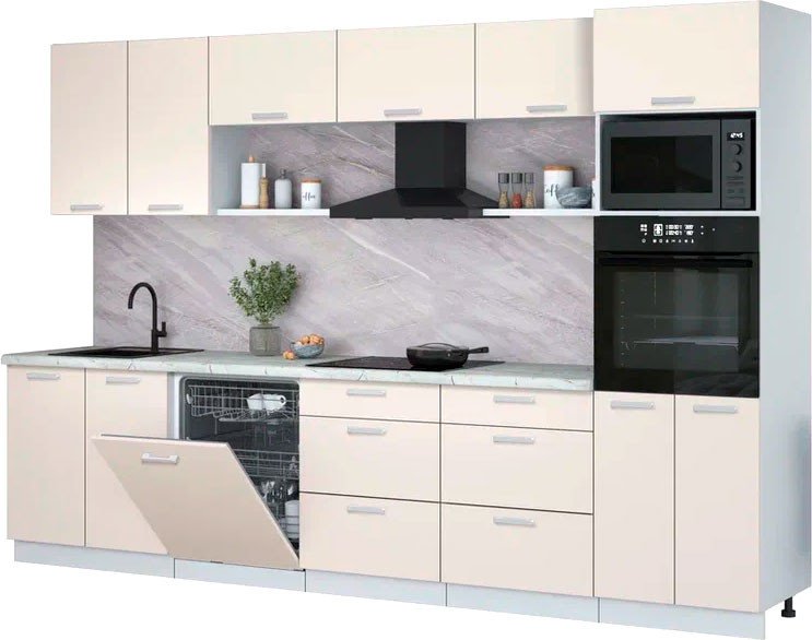 

Готовая кухня Интерлиния Мила Лайт 3.2-ПМ1 (персидский жемчуг/персидский жемчуг/серый каспий)