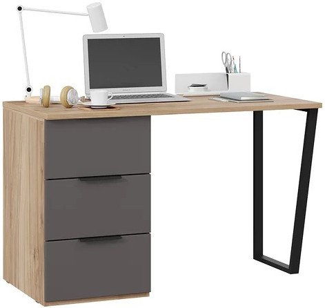 

Стол Трия Порто СМ-393.15.011 с тумбой (яблоня беллуно/графит софт)