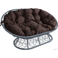 Садовый диван M-Group Мамасан 12110305 (серый ротанг/коричневая подушка)