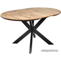 Кухонный стол ОКА Раунд 100-140x75 (дуб натуральный/черный)