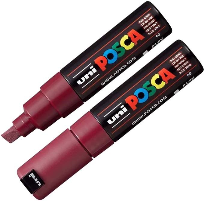 

Маркер художественный UNI Mitsubishi Pencil Posca 8 мм PC-8K RED WINE (винный красный)