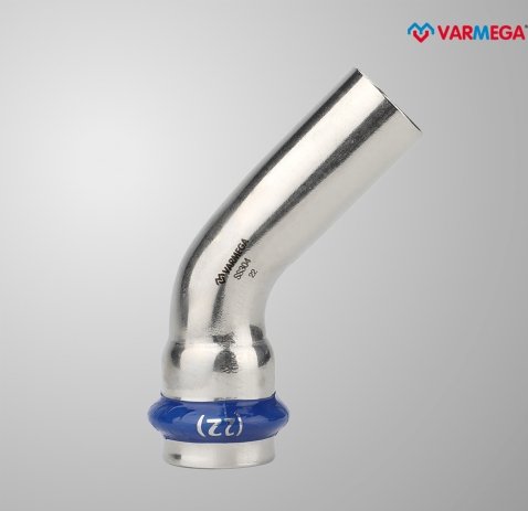 

Фитинг Varmega Угольник 45° однораструбный Inox Press 28x28a VM713002828