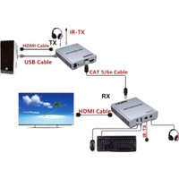 KVM переключатель USBTOP RJ45 UTP (LAN) до 60 метров, FullHD 1080p (1 приемник, 1 передатчик)