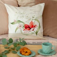 Чехол на подушку Listelle collection Жаклин букет с надписью 814601/3