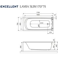 Ванна Excellent Lamia Slim 170x75