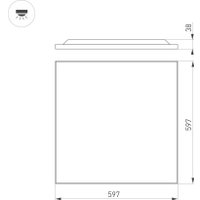 Светодиодная панель Arlight DL-TITAN-FRAMELESS-S600x600-40W Warm3000 WH 050241