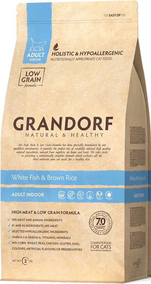 

Сухой корм для кошек Grandorf White Fish&Brown Rice Indoor (Белая рыба с коричневым рисом) 2 кг
