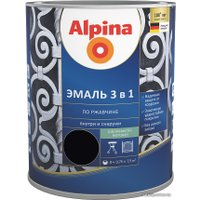 Эмаль Alpina По ржавчине 3 в 1 RAL9005 0.75 л (шелковисто-матовый черный)